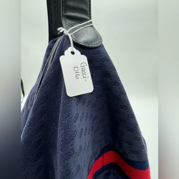 Gucci-Authentic-Vintage Micro G Denim Canvas Bubble Bag w Pouch -Rare UNICORN!! - Picture 10 of 14